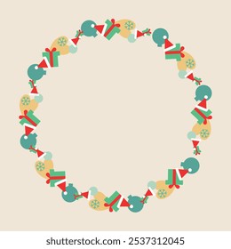 Flat design christmas wreath ,Christmas Wreath Clipart Bundle, Minimal Xmas Wreaths, Kids Holiday Gift Printable, Festive Santa Hat 
Christmas Wreath