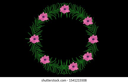 Flat design christmas wreath with dark background 