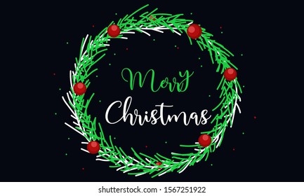 Flat design Christmas wreath Vector