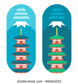 Flat design Chureito pagoda illustration vector