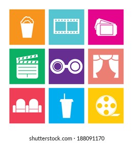 Flat Design Cinema Icons