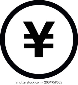 Moneda de yenes en círculo de diseño plano. vector.