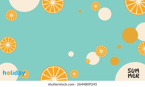 Flat Design Citrus Orange Slice Background Illustration for Summer Holiday Poster or Banner