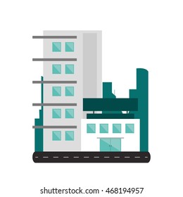 flat design city building icon vector illustration
