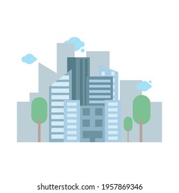 Flat design City Landscape vector illustration, isolated on white background