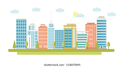 Flat design of the city. Modern city. Vector illustration. 