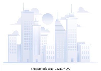 Flat design of a city on white background.