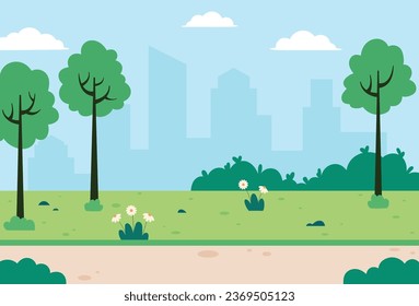 Flat design of city park landscape vector