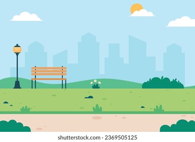 Flat design of city park landscape vector