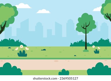 Flat design of city park landscape vector