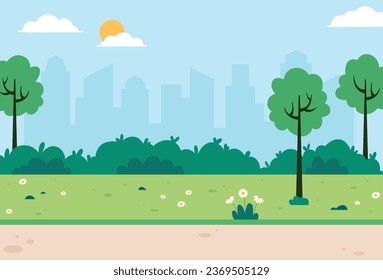 Flat design of city park landscape vector