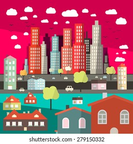 Flat Design City Vector
