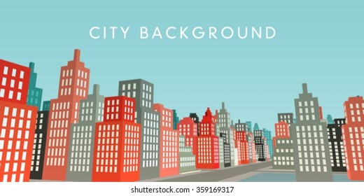 Flat Design City Vector Illustration