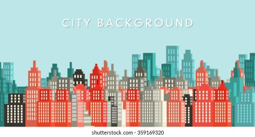 Flat Design City Vector Illustration Stock Vector (Royalty Free) 359169317