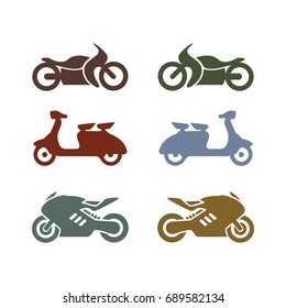 Flat design classic motorcycle set. vector illustration.