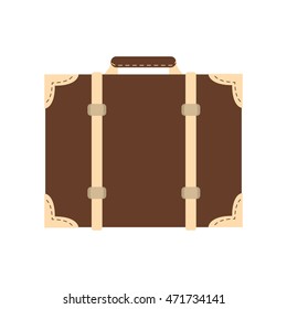 flat design classic suitcase icon vector illustration