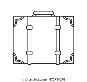 flat design classic suitcase icon vector illustration