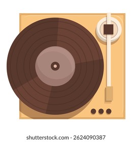 Flat design of a classic turntable, a nostalgic music player icon