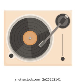 Flat design of a classic turntable record player, perfect for retro music themes