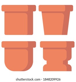 Flat design of clay plant pot