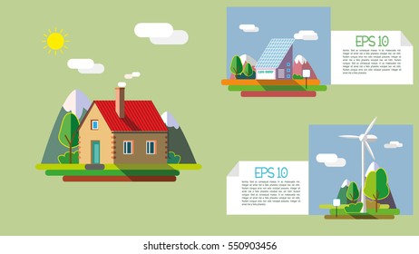 Flat design clean energy system,infographic background