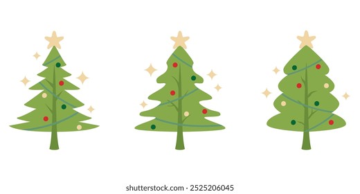 Flaches Design Clipart Christbaum.