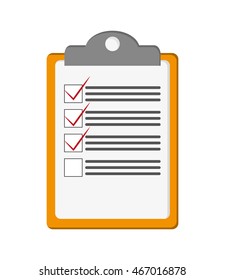 flat design clipboard with check list icon vector illustration