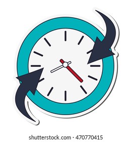 flat design clock and arrow icon vector illustration