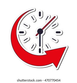flat design clock and arrow icon vector illustration