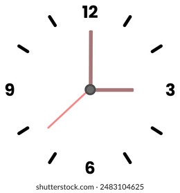 Flat design clock face isolated on white background.