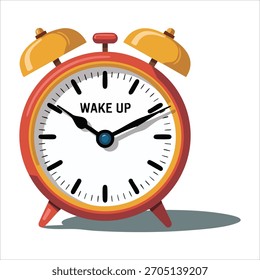 flat design clock icon with bell and round face vector art isolated white