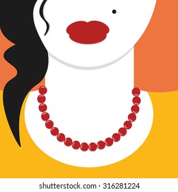 Flat design close up woman with red necklace