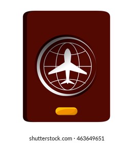 flat design closed passport icon vector illustration