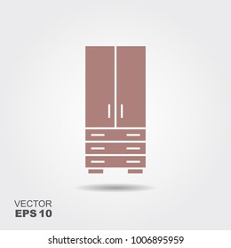 Flat design of closet wardrobe icon isolated