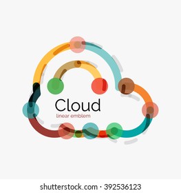 Flat design cloud icon, background. Line design