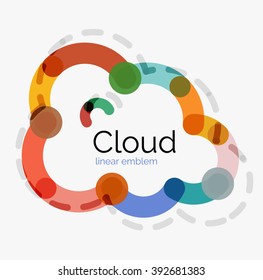 Flat design cloud icon, background. Line design