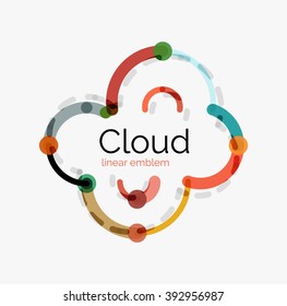 Flat design cloud icon, background. Line design