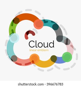 Flat design cloud icon, background. Line design