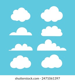 Conjunto de Vector de Clipart de pegatinas de nube de diseño plano