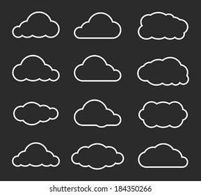 Flat design cloudscapes collection. Vector illustration