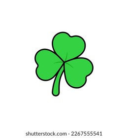 Flat Design Clover Leaf With Outline