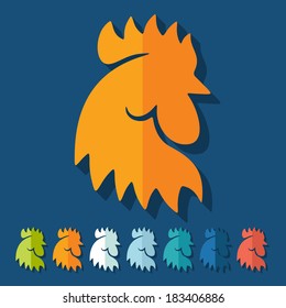 Flat design: cock, bird, agriculture