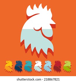 Flat design: cock, bird, agriculture