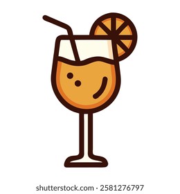 Flat design cocktail drink with orange slice isolated vector illustration