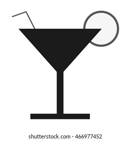 flat design cocktail glass icon vector illustration