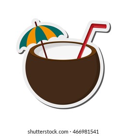 flat design coconut cocktail icon vector illustration