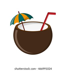 flat design coconut cocktail icon vector illustration