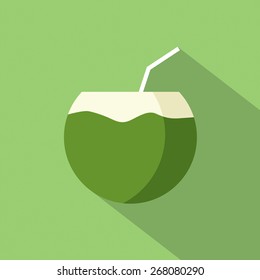 Flat Design Coconut Icon Vector Illustration