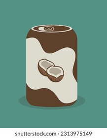 Flat Design Coconut Juice Drink with Can