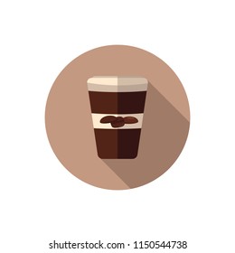 Flat design coffee cup with coffee beans.